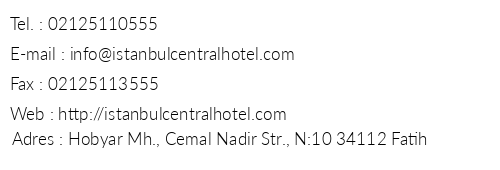 stanbul Central Hotel telefon numaralar, faks, e-mail, posta adresi ve iletiim bilgileri